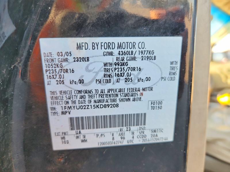2005 Ford Escape მანქანა იყიდება აუქციონზე, vin: 1FMYU02Z15KD89208, აუქციონის ნომერი: 69395536