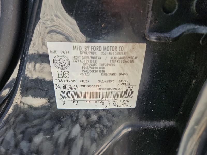 Продаж на аукціоні авто 2014 Ford Edge, vin: 2FMDK4JC9EBB31778, номер лоту: 70052186