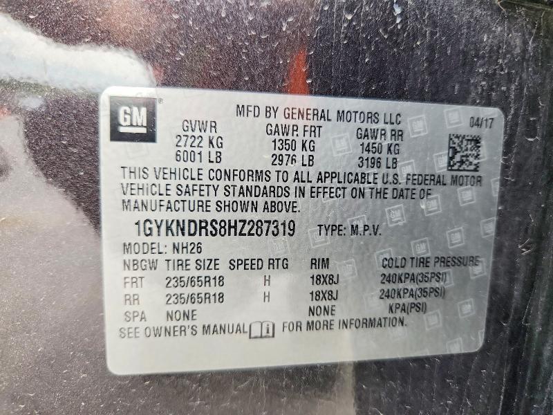 Auction sale of the 2017 Cadillac Xt5, vin: 1GYKNDRS8HZ287319, lot number: 69451296