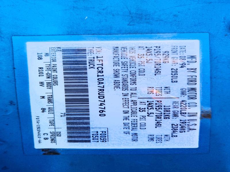 1994 Ford Ranger მანქანა იყიდება აუქციონზე, vin: 1FTCR10A7RUD74760, აუქციონის ნომერი: 67560606