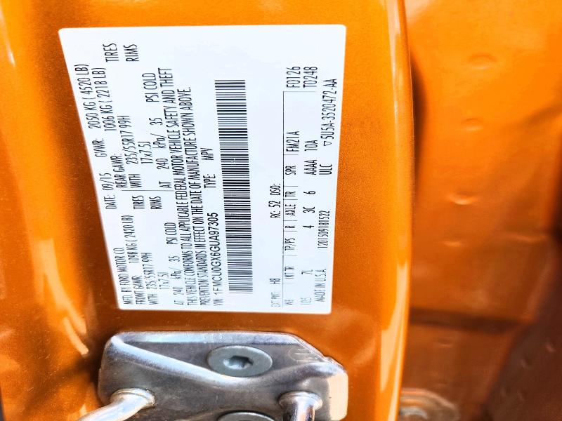 Продажа на аукционе авто 2016 Ford Escape, vin: 1FMCU0GX6GUA97305, номер лота: 68548646