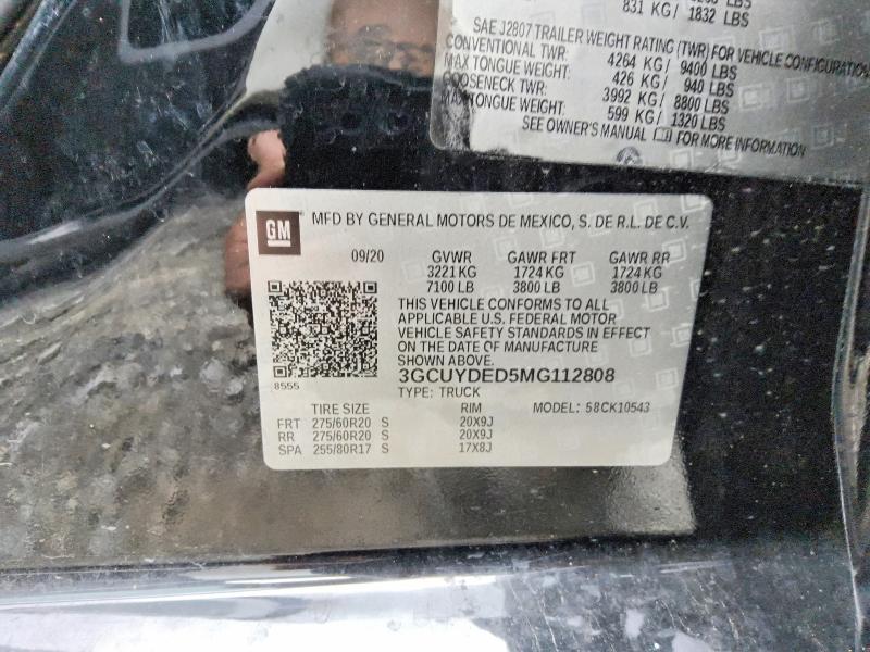 68159036 :رقم المزاد ، 3GCUYDED5MG112808 vin ، 2021 Chevrolet Silverado مزاد بيع