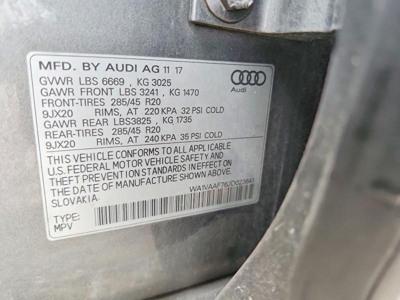 Aukcja sprzedaży 2018 Audi Q7, vin: WA1VAAF76JD023641, numer aukcji: 64478406