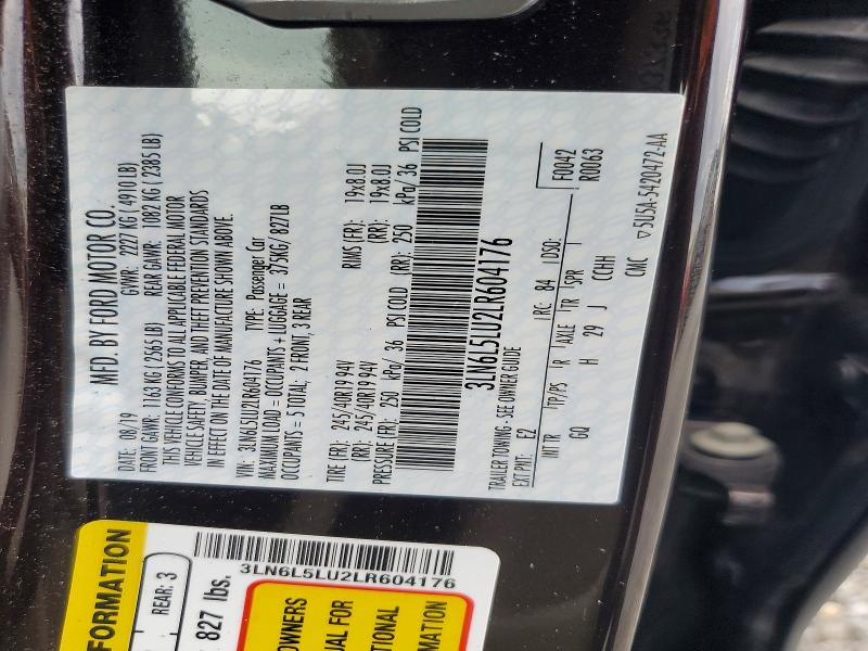 69313196 :رقم المزاد ، 3LN6L5LU2LR604176 vin ، 2020 Lincoln Mkz مزاد بيع