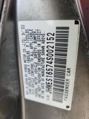 Aukcja sprzedaży 2004 Honda Civic, vin: JHMES16574S002152, numer aukcji: 69756686
