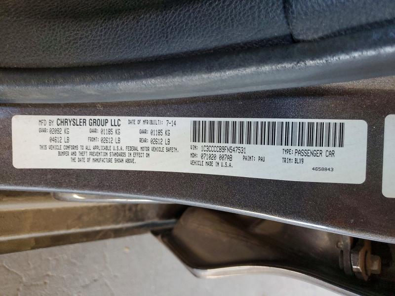 69624506 :رقم المزاد ، 1C3CCCCB9FN547531 vin ، 2015 Chrysler 200 مزاد بيع