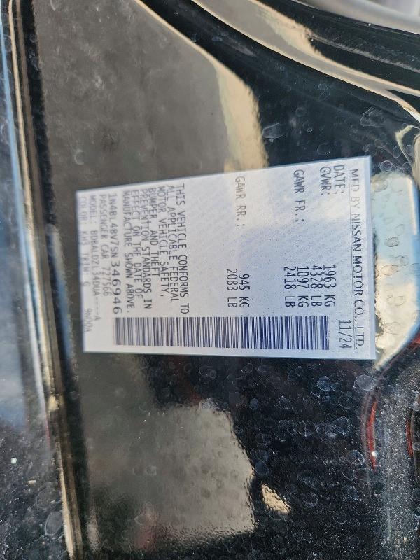 69087566 :رقم المزاد ، 1N4BL4BV7SN346946 vin ، 2025 Nissan Altima مزاد بيع