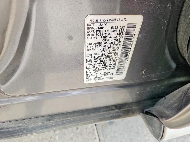 69064456 :رقم المزاد ، JN8AZ1MU9EW421057 vin ، 2014 Nissan Murano مزاد بيع
