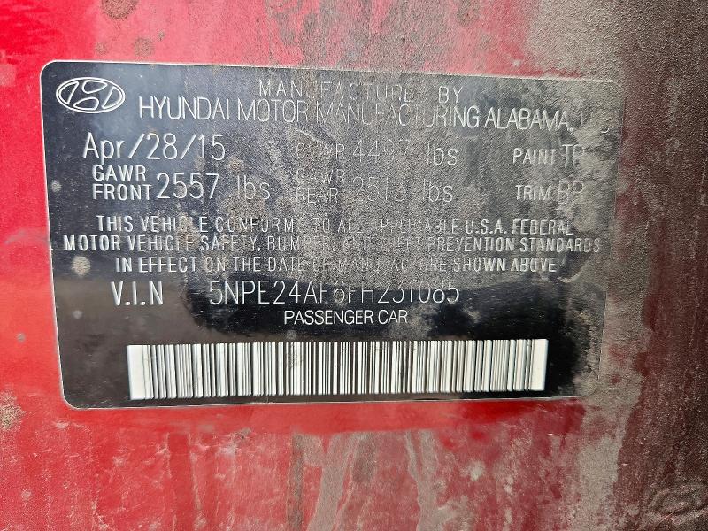 Продажа на аукционе авто 2015 Hyundai Sonata, vin: 5NPE24AF6FH231085, номер лота: 70741636