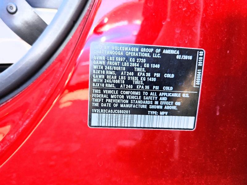 Aukcja sprzedaży 2018 Volkswagen Atlas, vin: 1V2LR2CA0JC560201, numer aukcji: 67503316