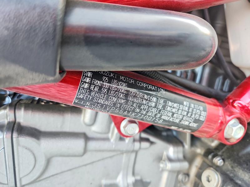 68277146 :رقم المزاد ، JS1VP55A1K7100158 vin ، 2019 Suzuki Sv650 مزاد بيع
