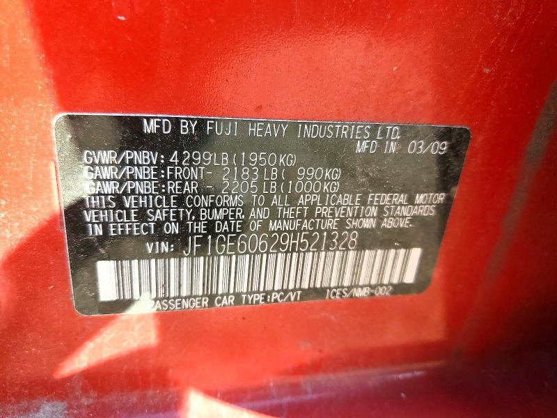 68393556 :رقم المزاد ، JF1GE60629H521328 vin ، 2009 Subaru Impreza مزاد بيع