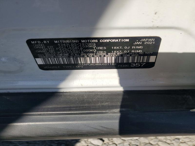2021 Mitsubishi Outlander Sport მანქანა იყიდება აუქციონზე, vin: JA4APUAU4MU021189, აუქციონის ნომერი: 69730536