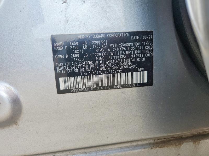 Продаж на аукціоні авто 2022 Subaru Outback, vin: 4S4BTAMC7N3105792, номер лоту: 70302666