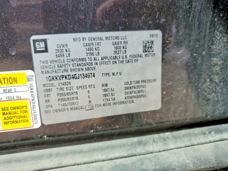 Продаж на аукціоні авто 2016 Gmc Acadia, vin: 1GKKVPKD4GJ134974, номер лоту: 68393876