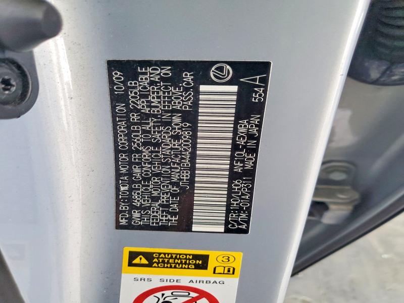 Aukcja sprzedaży 2010 Lexus Hs, vin: JTHBB1BA4A2009819, numer aukcji: 67389486