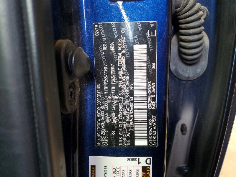Aukcja sprzedaży 2019 Toyota 4runner, vin: JTEBU5JR7K5680150, numer aukcji: 67826776