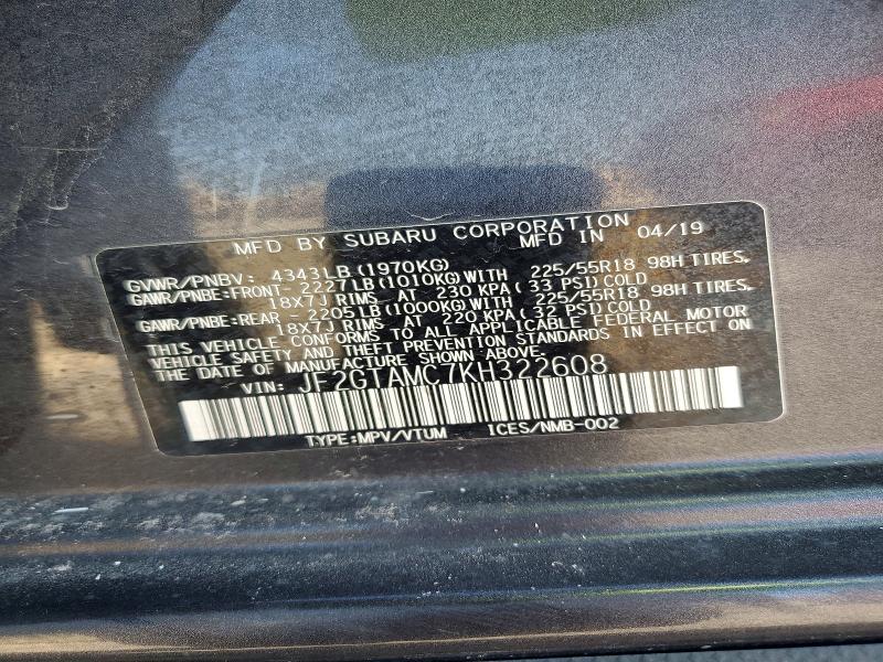 Aukcja sprzedaży 2019 Subaru Crosstrek, vin: JF2GTAMC7KH322608, numer aukcji: 67832406