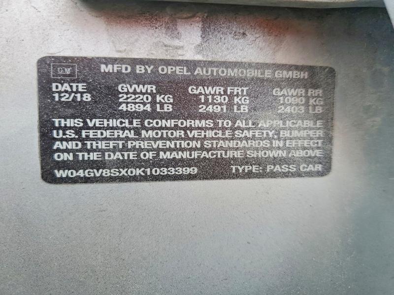 Продажа на аукционе авто 2019 Buick Regal Tourx, vin: W04GV8SX0K1033399, номер лота: 69216926