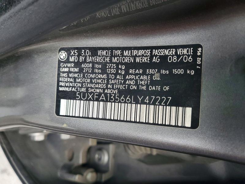 68007666 :رقم المزاد ، 5UXFA13566LY47227 vin ، 2006 Bmw X5 مزاد بيع