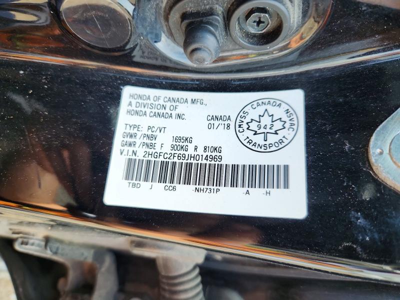 64628886 :رقم المزاد ، 2HGFC2F69JH014969 vin ، 2018 Honda Civic مزاد بيع
