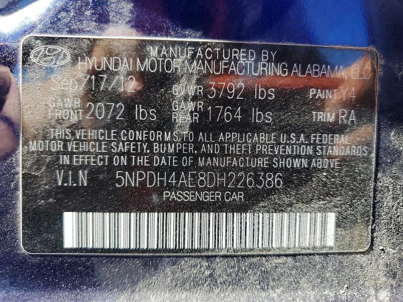 Продажа на аукционе авто 2013 Hyundai Elantra, vin: 5NPDH4AE8DH226386, номер лота: 68613786