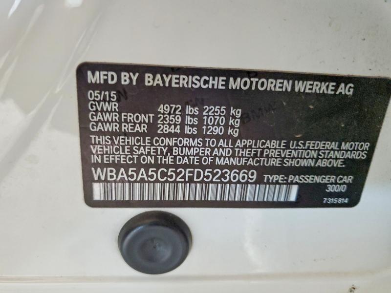2015 Bmw 528 მანქანა იყიდება აუქციონზე, vin: WBA5A5C52FD523669, აუქციონის ნომერი: 68382966