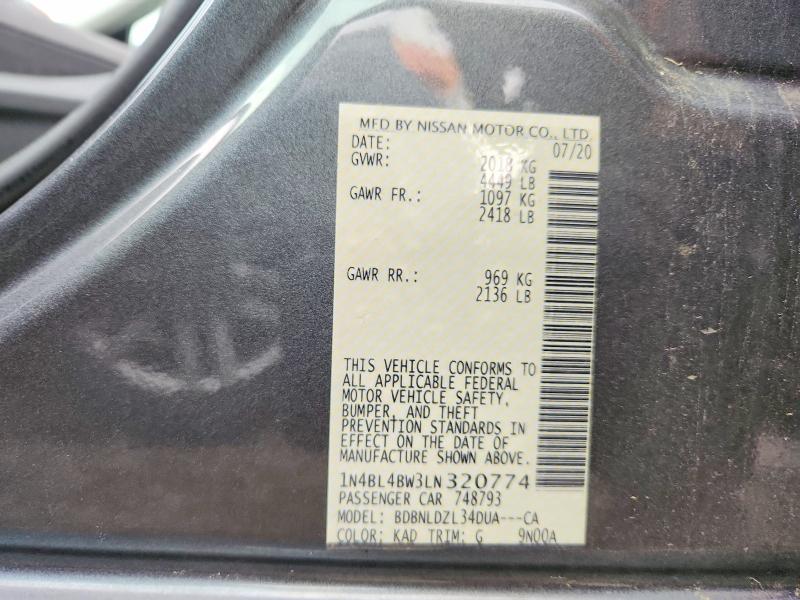 70190636 :رقم المزاد ، 1N4BL4BW3LN320774 vin ، 2020 Nissan Altima مزاد بيع