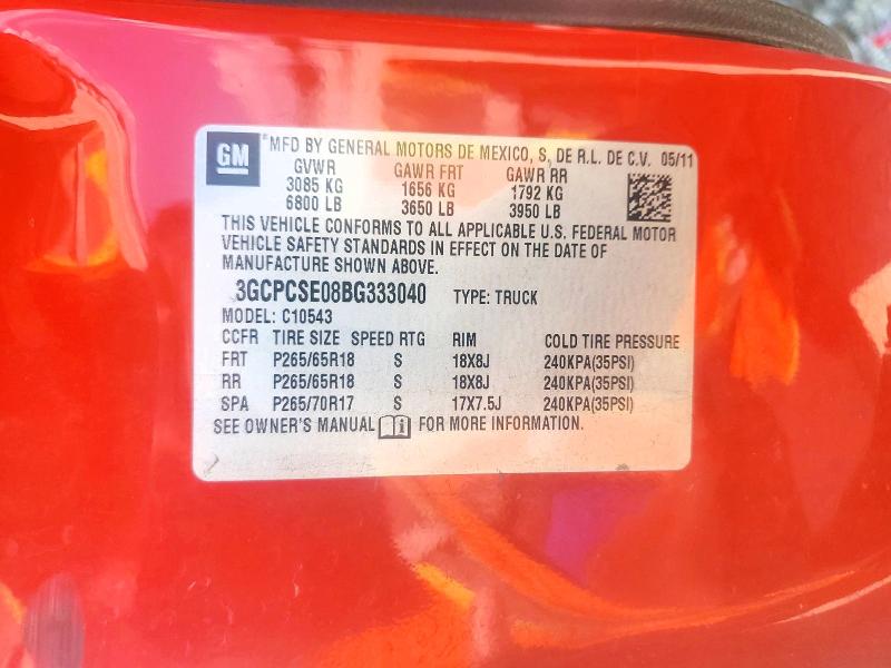 67215456 :رقم المزاد ، 3GCPCSE08BG333040 vin ، 2011 Chevrolet Silverado مزاد بيع