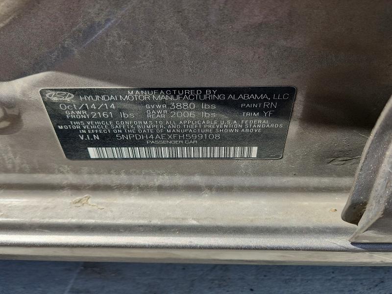 2015 Hyundai Elantra მანქანა იყიდება აუქციონზე, vin: 5NPDH4AEXFH599108, აუქციონის ნომერი: 67683096