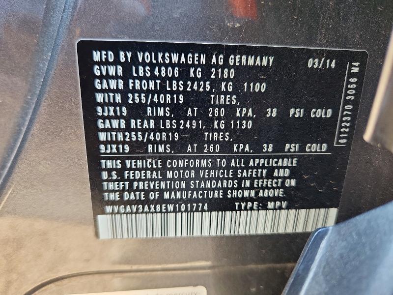 Aukcja sprzedaży 2014 Volkswagen Tiguan, vin: WVGAV3AX8EW101774, numer aukcji: 70115996