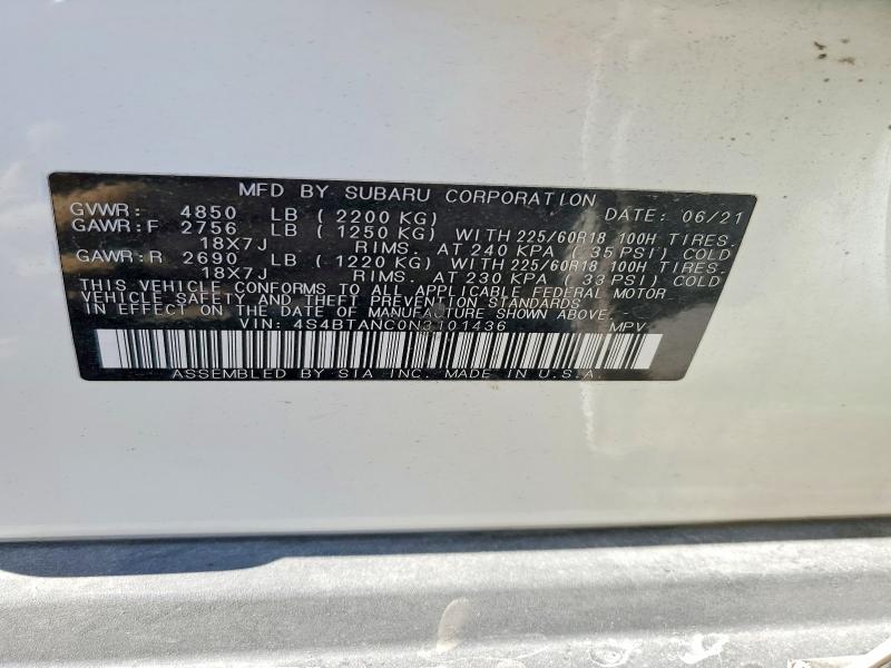 Aukcja sprzedaży 2022 Subaru Outback, vin: 4S4BTANC0N3101436, numer aukcji: 69077616