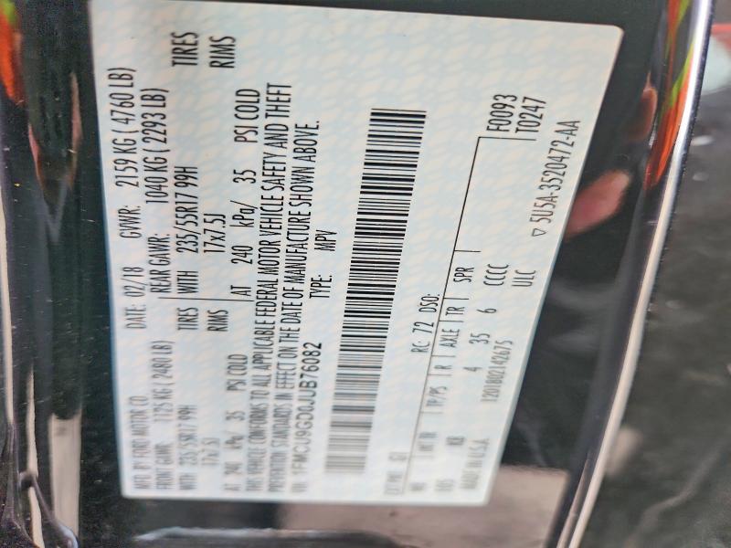 Продажа на аукционе авто 2018 Ford Escape, vin: 1FMCU9GD0JUB76082, номер лота: 69683266