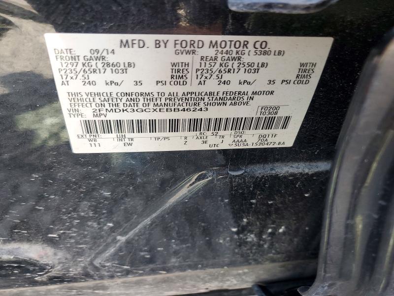 67925036 :رقم المزاد ، 2FMDK3GCXEBB46243 vin ، 2014 Ford Edge مزاد بيع