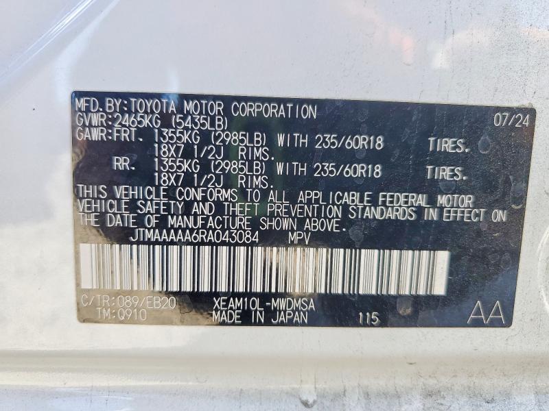 67296496 :رقم المزاد ، JTMAAAAA6RA043084 vin ، 2024 Toyota Bz4x مزاد بيع