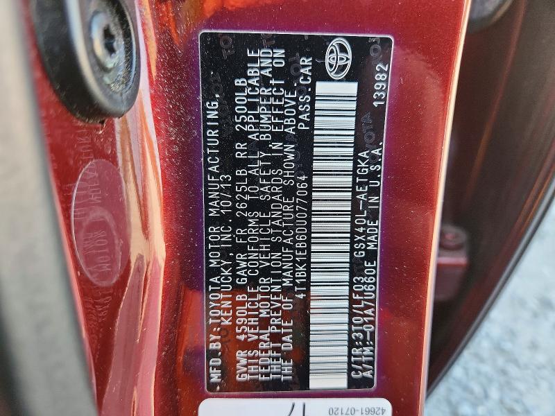 Продажа на аукционе авто 2013 Toyota Avalon, vin: 4T1BK1EB6DU077064, номер лота: 67824466