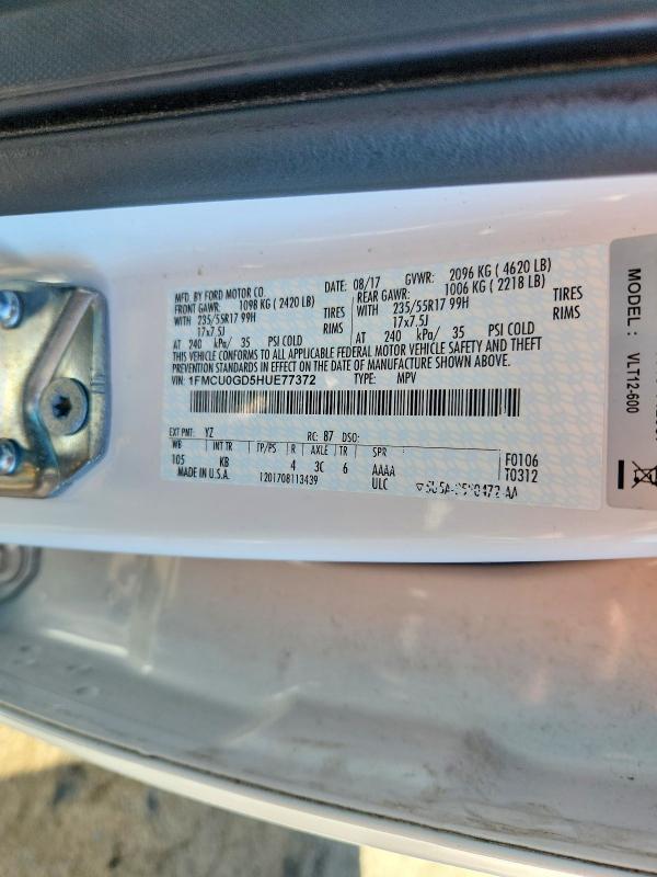 Продаж на аукціоні авто 2017 Ford Escape, vin: 1FMCU0GD5HUE77372, номер лоту: 69282516