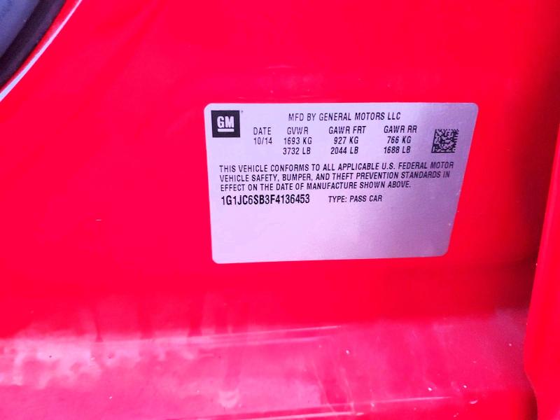 68255696 :رقم المزاد ، 1G1JC6SB3F4136453 vin ، 2015 Chevrolet Sonic مزاد بيع