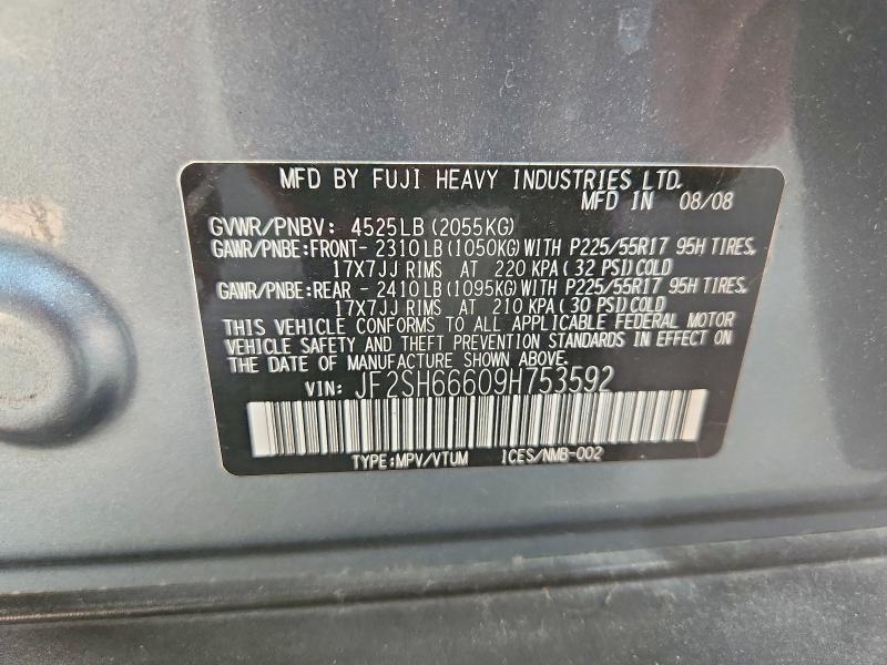 Aukcja sprzedaży 2009 Subaru Forester, vin: JF2SH66609H753592, numer aukcji: 67559046
