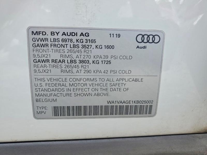 Aukcja sprzedaży 2019 Audi E-tron, vin: WA1VAAGE1KB025002, numer aukcji: 67201296