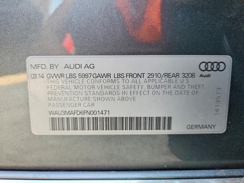 2015 Audi A8 მანქანა იყიდება აუქციონზე, vin: WAU3MAFD6FN001471, აუქციონის ნომერი: 69793866