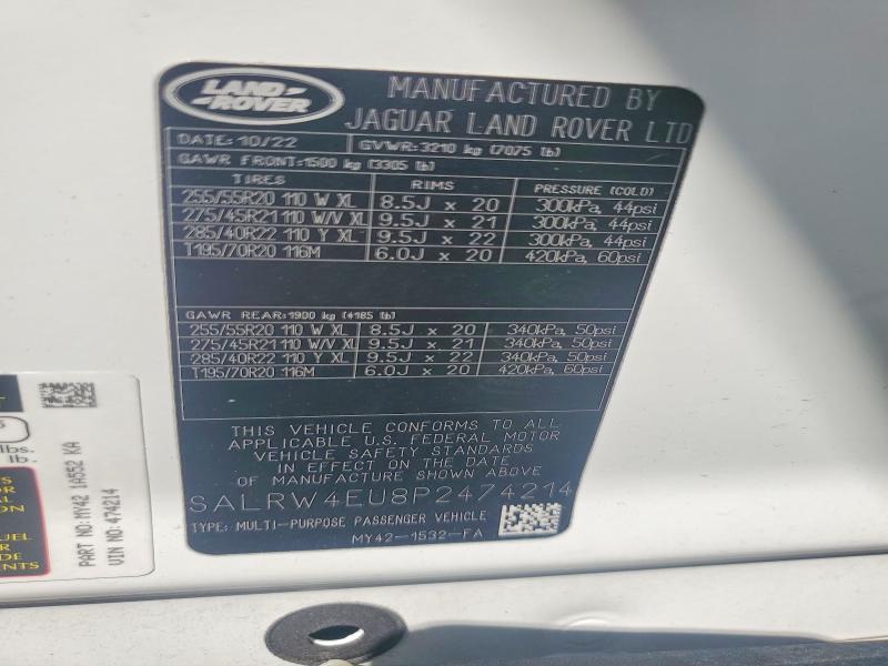 66941476 :رقم المزاد ، SALRW4EU8P2474214 vin ، 2023 Land Rover Discovery مزاد بيع
