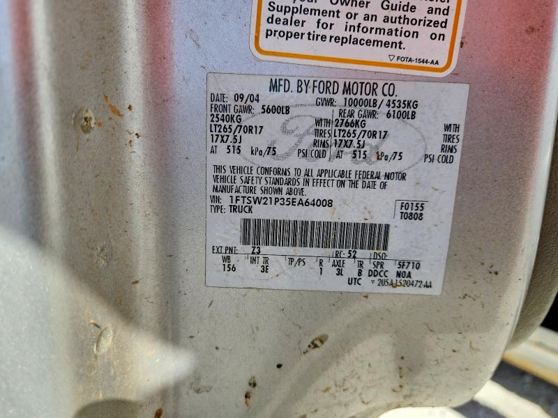 68512806 :رقم المزاد ، 1FTSW21P35EA64008 vin ، 2005 Ford F250 مزاد بيع
