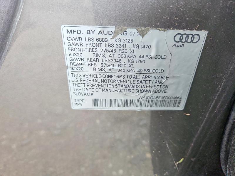 Aukcja sprzedaży 2015 Audi Q7, vin: WA1DGAFE0FD004664, numer aukcji: 67667026