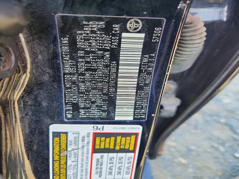 67427756 :رقم المزاد ، 4T1BF1FK7HU788264 vin ، 2017 Toyota Camry مزاد بيع
