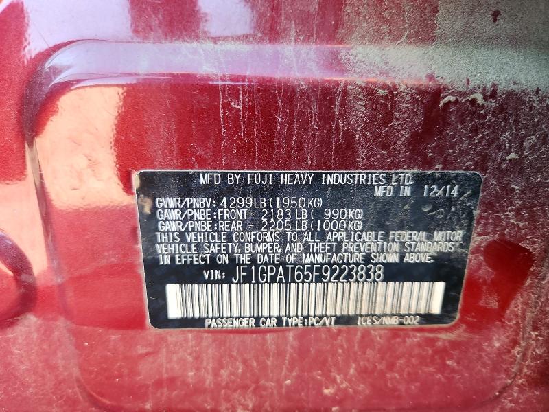 Aukcja sprzedaży 2015 Subaru Impreza, vin: JF1GPAT65F9223838, numer aukcji: 66856866