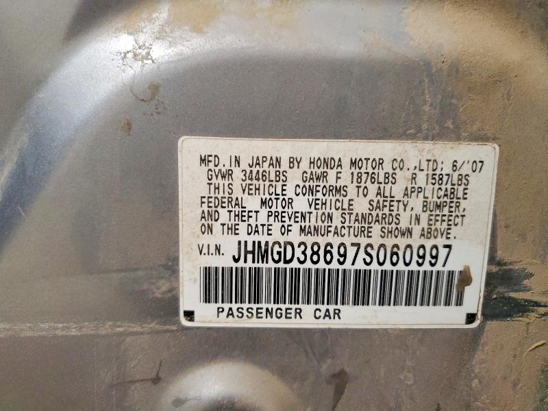 Aukcja sprzedaży 2007 Honda Fit, vin: JHMGD38697S060997, numer aukcji: 67108866