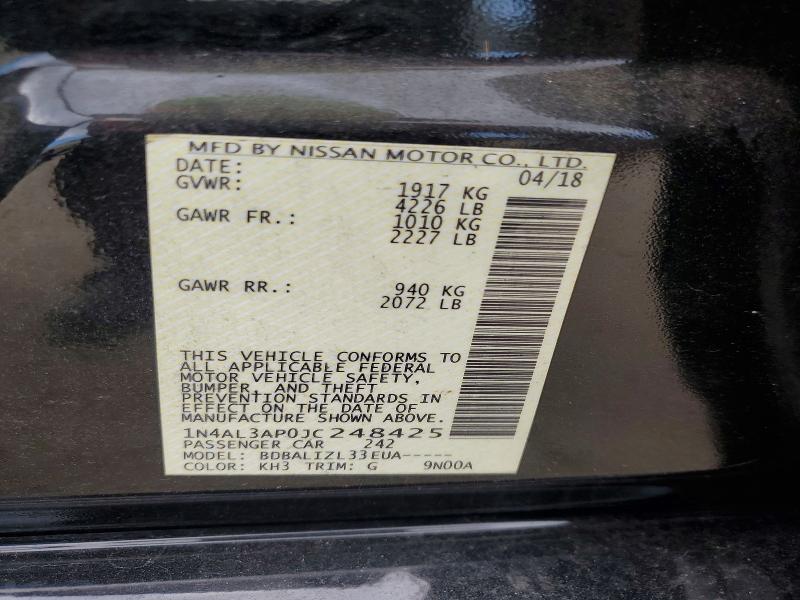 Aukcja sprzedaży 2018 Nissan Altima, vin: 1N4AL3AP0JC248425, numer aukcji: 69703716