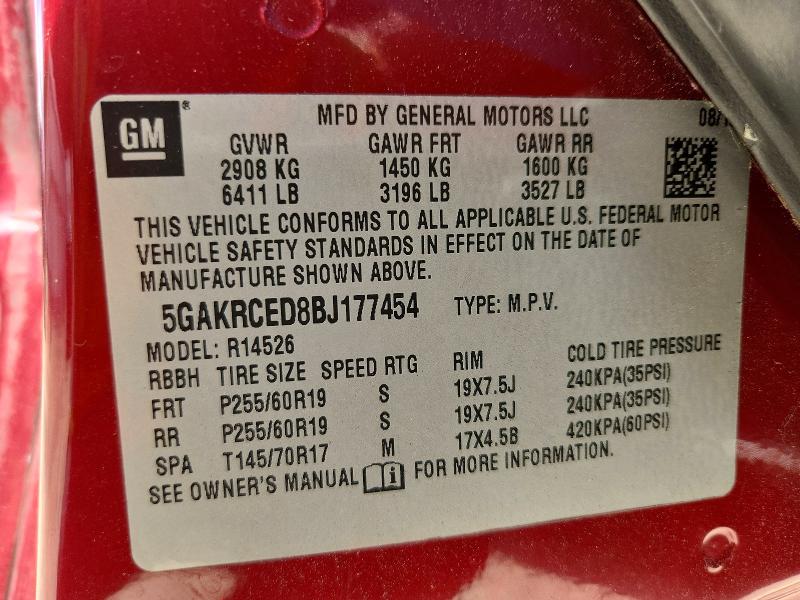 67241666 :رقم المزاد ، 5GAKRCED8BJ177454 vin ، 2011 Buick Enclave مزاد بيع