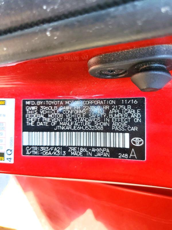 69826456 :رقم المزاد ، JTNKARJE6HJ532388 vin ، 2017 Toyota Corolla Im مزاد بيع